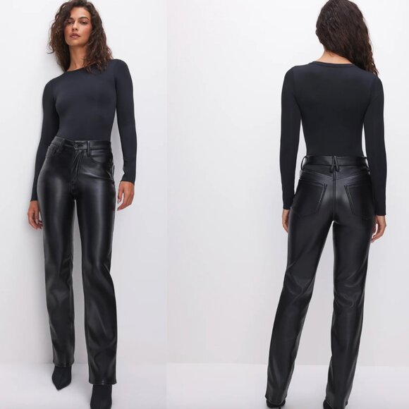 NWT Good American Good Icon Faux Leather Pants - Picture 1 of 2